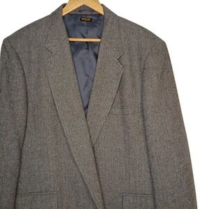 Vtg Chadmore Blazer Mens 48L Blue Tweed Herringbone Wool Blend Sport Coat Jacket